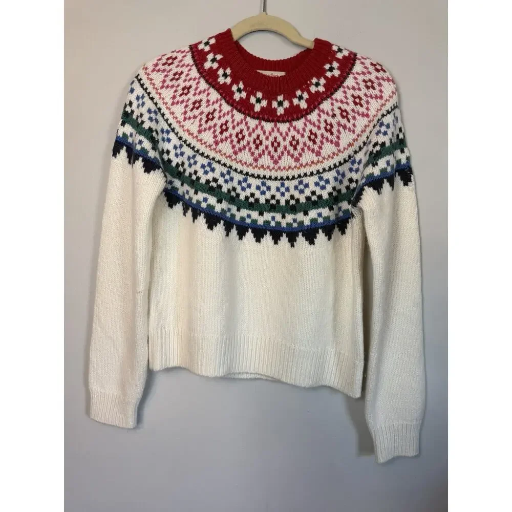 Marine Layer Fiorella Fair Isle Crewneck Sweater Merino Wool S NEW $178 - Picture 8 of 10